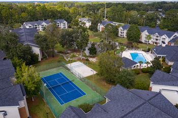Drone tennis court view